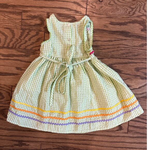 Thomas Green Gingham Dress 2T Embroidered Cherries Floral Trim Seersucker Spring - Picture 3 of 5
